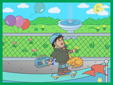 Hector skateboarding